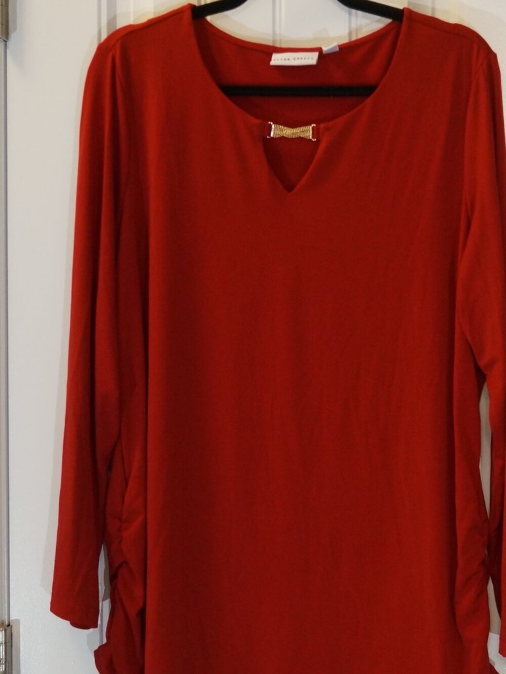 Susan Graver Liquid Knit Tunic with Keyhole Trim Size XL Pre-owned